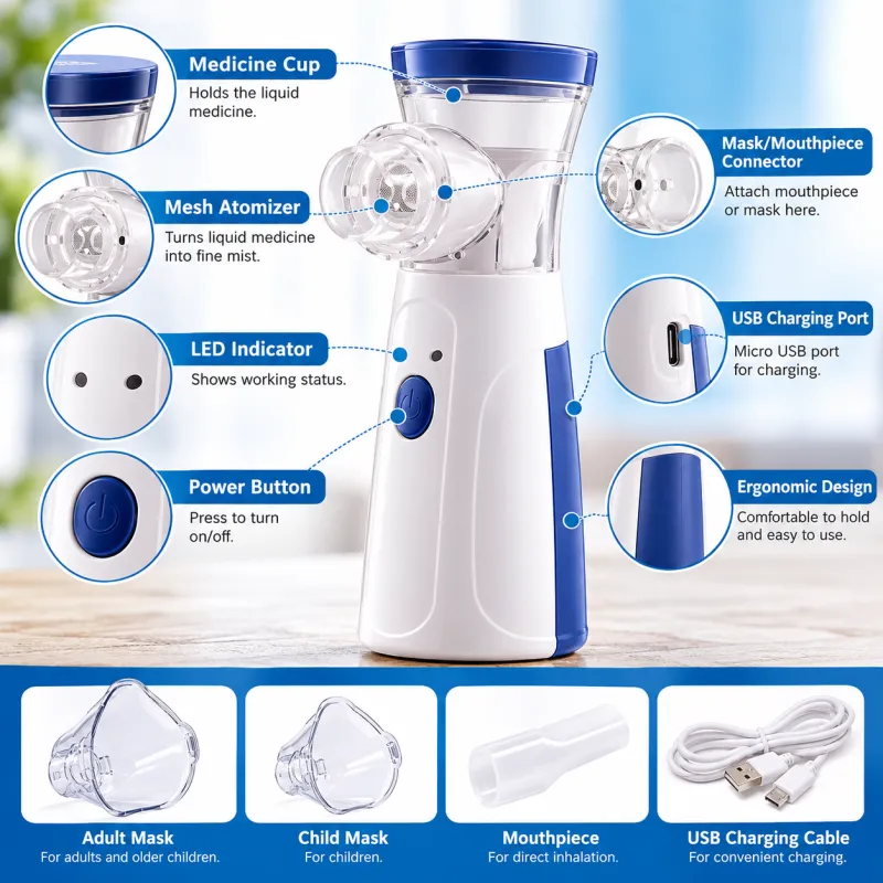 Portable Mesh Nebulizer JSL-W302 – Silent & Rechargeable